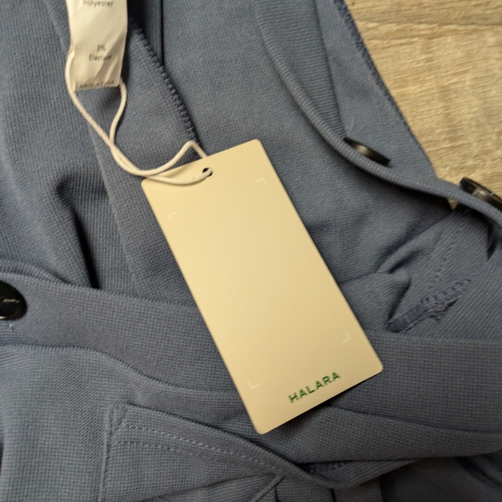 Halara Adjustable Strap Button Waffle Casual Jogger Dungarees Grisaille Medium - Picture 5 of 8